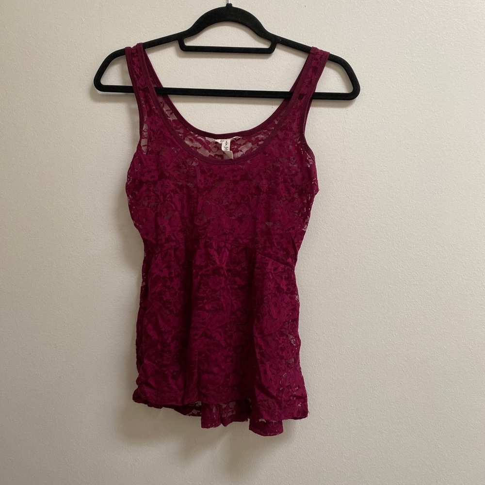Aeropostale Lace Peplum Tank S